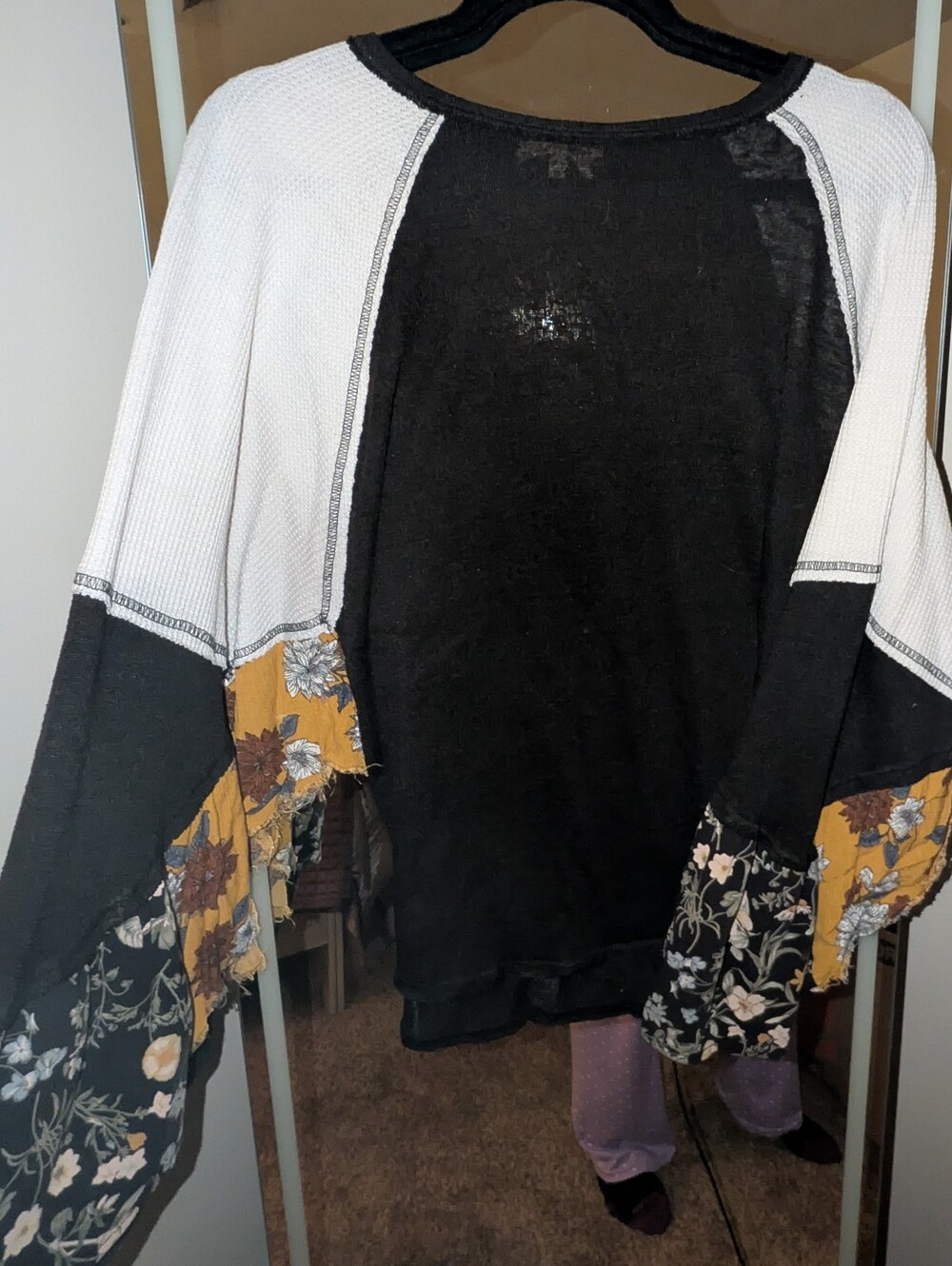 gimmicks by BKE Black, White & Mustard Mixed-Panel Crew Sweater